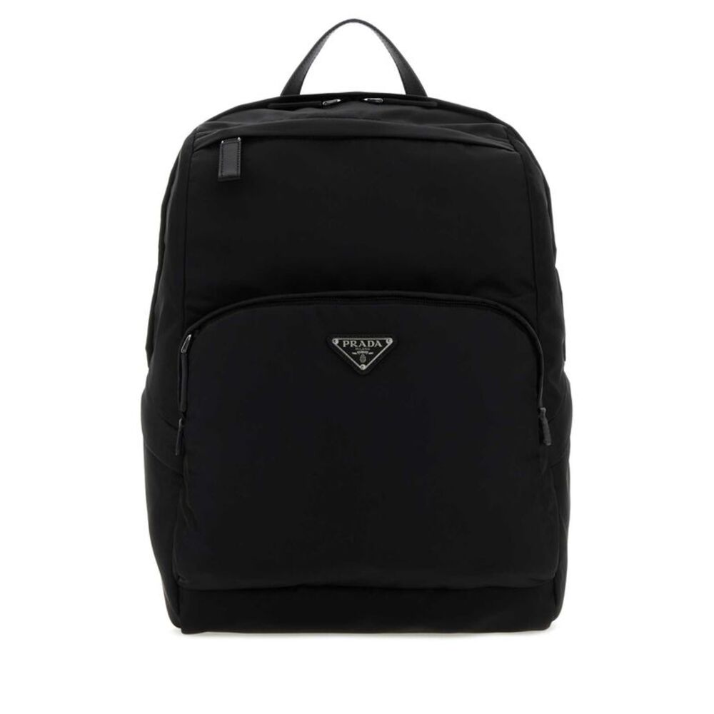 Prada Men Black Re-Nylon And Leather Backpack